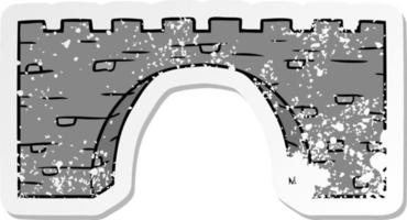 caricatura, pegatina, angustiado, garabato, de, un, puente de piedra vector