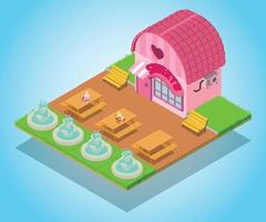 Caramel concept banner, isometric style vector