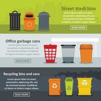 Garbage storage banner horizontal set, flat style vector