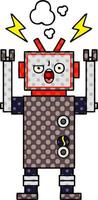 comic book style cartoon broken robot vector