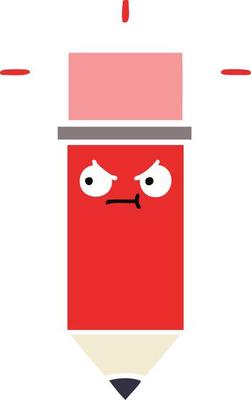 flat color retro cartoon pencil