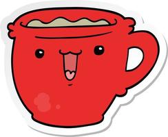 sticker of a cute cartoon coffee cup vector