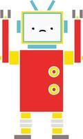 flat color retro cartoon robot vector