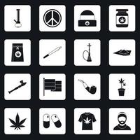 Rastafarian icons set squares vector