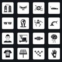 New technologies icons set squares vector