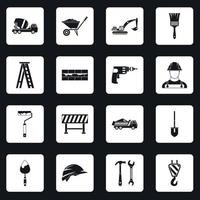 Construction icons set squares vector