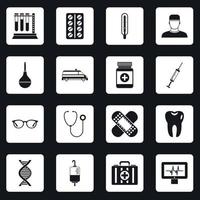 Medicine icons set squares vector