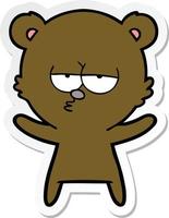 sticker of a bored bear cartoon vector