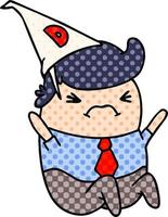 cartoon kawaii man in dunce hat vector