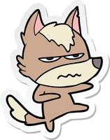 sticker of a cartoon annoyed wolf vector