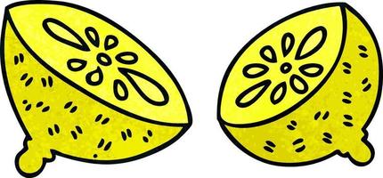 quirky hand drawn cartoon lemon vector