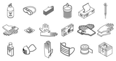 Medical gloves icons set vector outline