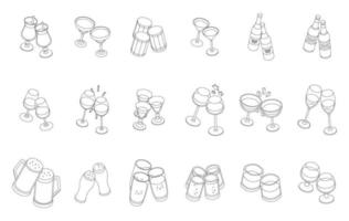 Cheers icons set vector outline
