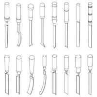 Chisel icons set vector outline