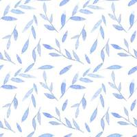Watercolor Seamless Pattern with light blue branches Hand painted vector textured Background for Textile design or wrapping paper. Botanical backdrop