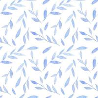 Watercolor Seamless Pattern with light blue branches Hand painted vector textured Background for Textile design or wrapping paper. Botanical backdrop