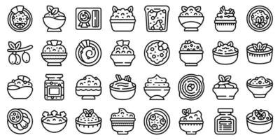 Hummus icons set outline vector. Food pita vector