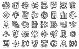 Key points icons set outline vector. Path process vector