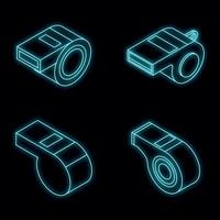 Whistle icon set vector neon