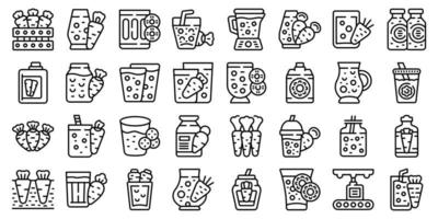Carrot juice icons set outline vector. Autumn beverages vector