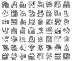 Emergency room icons set outline vector. Medical surgery