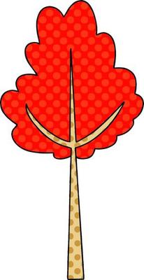 quirky comic book style cartoon tree in fall