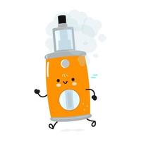 lindo divertido vape corriendo. icono de ilustración de personaje kawaii de dibujos animados dibujados a mano vectorial. aislado sobre fondo blanco. ejecutar el concepto de vape vector