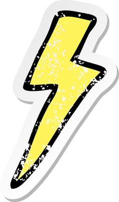 distressed sticker of a cartoon lightning bolt