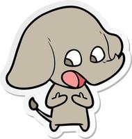 sticker of a cute cartoon elephant vector