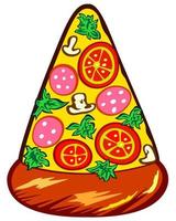 Bright vector isolated illustration of slice of pizza.