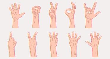 Vector set of different hand gestures.