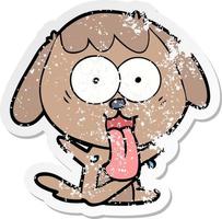 distressed sticker of a cute cartoon dog vector