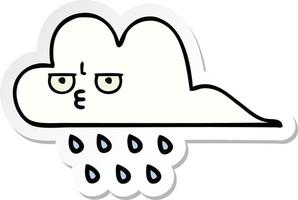 sticker of a cute cartoon rain cloud vector