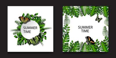 fondo de verano con diseño de vector de decoración de hojas