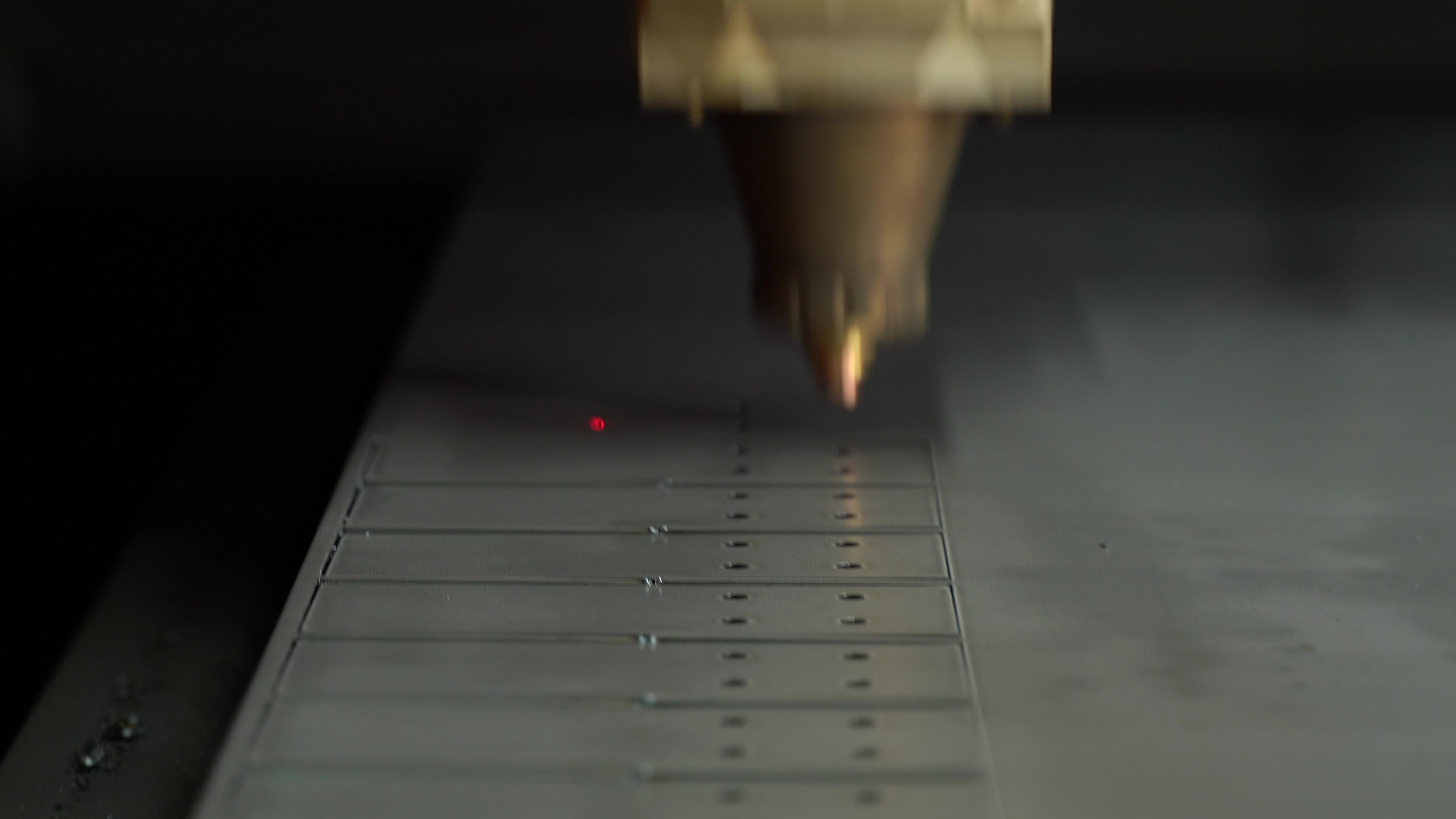 Laser cut, industry. Machine that cuts aluminum, steel and metal sheets ...