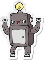 sticker of a cartoon happy robot vector