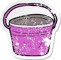 retro distressed sticker of a cartoon metal bucket vector