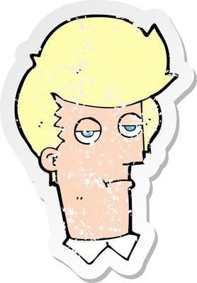 retro distressed sticker of a cartoon bored man