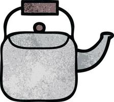 retro grunge texture cartoon kettle pot vector