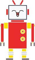 flat color retro cartoon robot vector