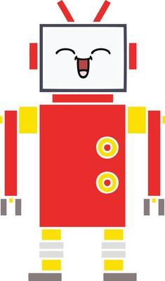 flat color retro cartoon robot