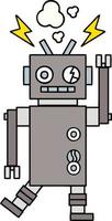 lindo robot de dibujos animados que funciona mal vector