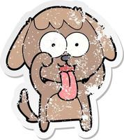 distressed sticker of a cute cartoon dog vector