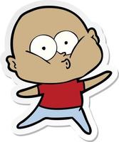 sticker of a cartoon bald man staring vector