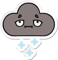 sticker of a cute cartoon storm snow cloud vector