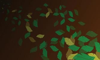 Dark green, orange vector natural background with leaves.