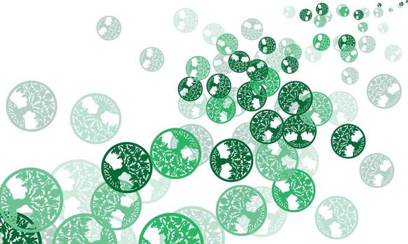 telón de fondo abstracto de vector verde claro con árbol de círculo.