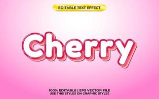 cherry 3d text effect with cute theme. pink typography template for minimalist tittle vector