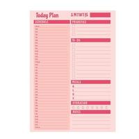 Daily planner printable template Vector. Blank white notebook page A4. Business organizer schedule page for a day for effective planning. Paper sheet. Vector illustration design