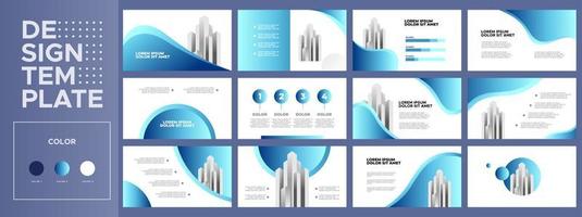 Business presentation templates set. Use for business annual report, keynote, brochure design, website slider, landing page, company profile, banner with gradient blue color. vector